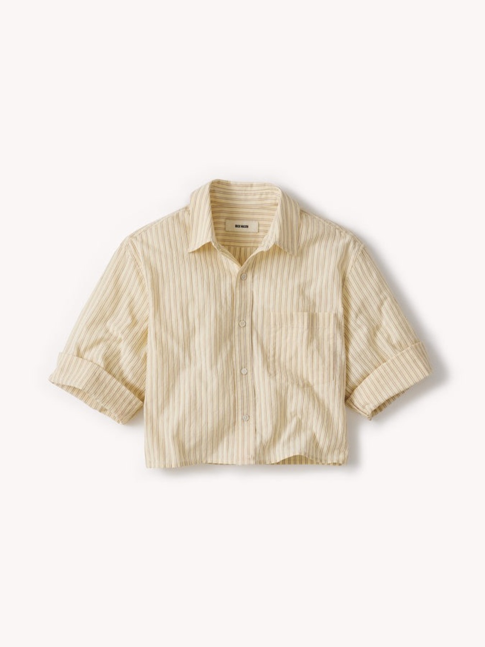 Buck Mason MAINSTAY COTTON SHORT SLEEVE BUTTON DOWN faded yellow Winona stripe M